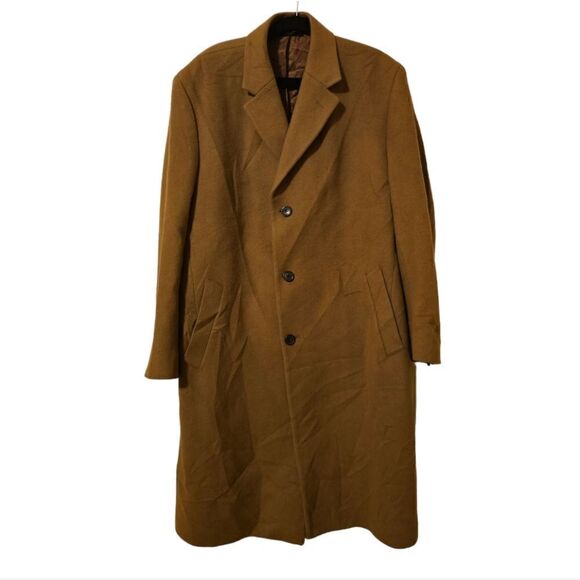 JOS A. BANK Camel Wool Trench Coat - Size 42R - Picture 1 of 10